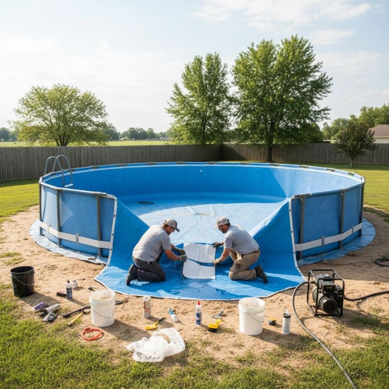 Local Above Ground Pool Liner Repair pros at work